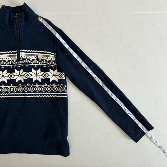 Polo Ralph Lauren Boy’s Blue Snowflake Ribbed Quarter‎ Zip Pullover Sweater M - Picture 5 of 11